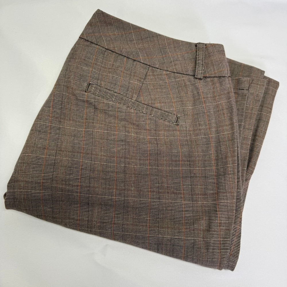 Dockers Ideal Fit Pants Womens Size 6 Brown Plaid Straight Leg Cotton Blend